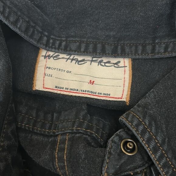 NWOT Free People Wild Dreams Denim Sleeveless Snap Button Shirt Midnight Wash M - Picture 13 of 13
